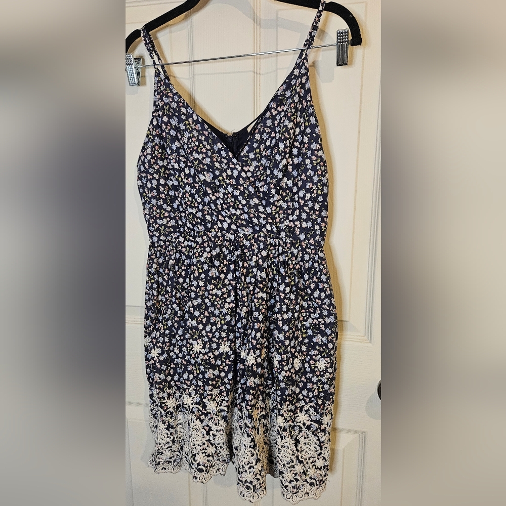 Altar'd State Navy and White Floral Mini Dress